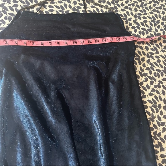 Halston Heritage Blue Velvet Metallic Shimmer Cowl Neck Strappy Back Dress 4 - Picture 14 of 16